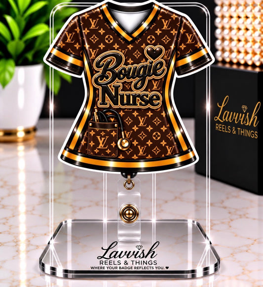 Bougie Nurse Badge Reel – Luxury Scrub Top Retractable ID Holder | Stylish Nurse Gift | Healthcare Badge Reel