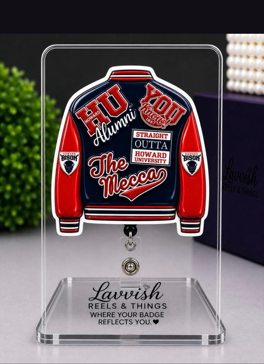 Jacket shaped Howard University & Alumni Badge Reel Holder