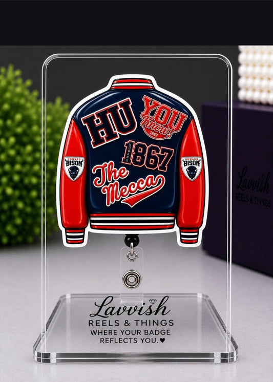 Jacket shaped Howard University & Alumni Badge Reel Holder