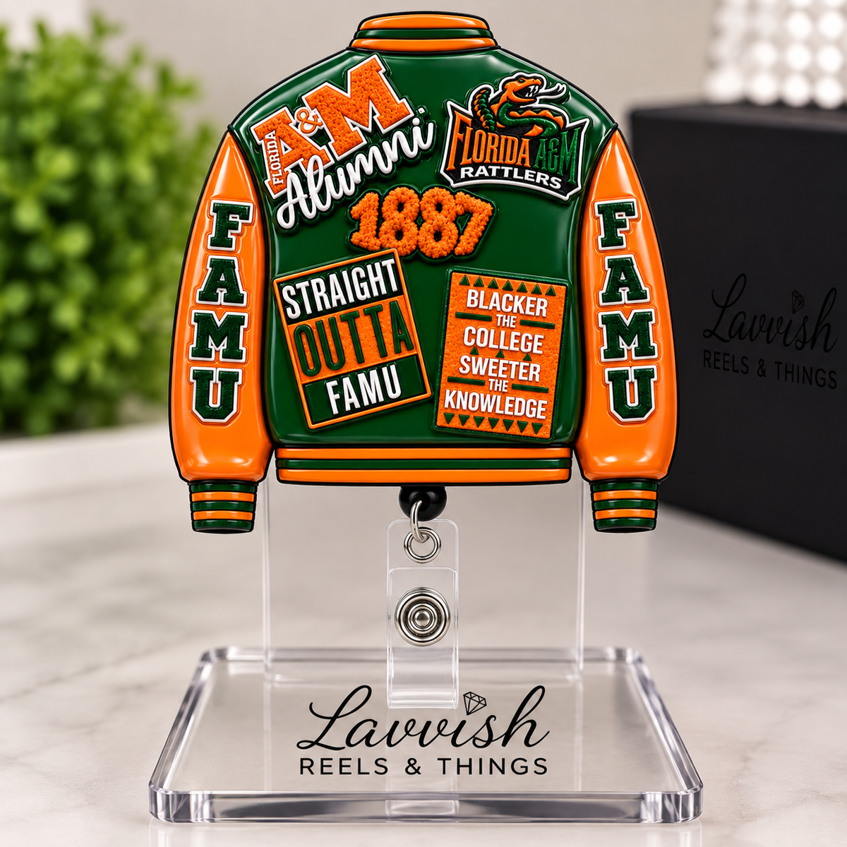 Florida A&M University FAMU Alumni Varsity Jacket Badge Reel | HBCU ID Badge Holder