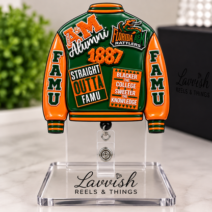 Florida A&M University FAMU Alumni Varsity Jacket Badge Reel | HBCU ID Badge Holder