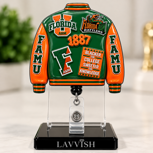 Florida A&M University FAMU Alumni Varsity Jacket Badge Reel | HBCU ID Badge Holder